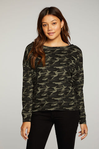 Chaser Brand Gauze Jersey Long Sleeve Drop Shoulder Tee with Cuffs - Taryn x Philip Boutique