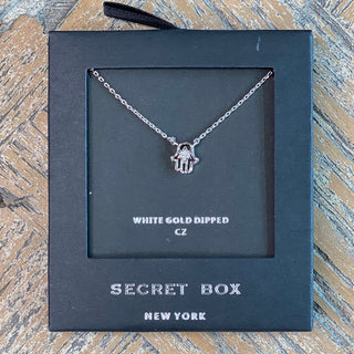 Gold Dipped and CZ Hamsa Necklace - Taryn x Philip Boutique
